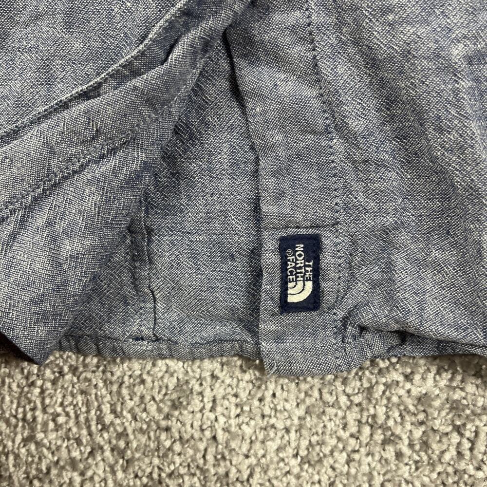 North Face Button Up‎ Shirt Womens Small Linen Cotton Chambray Long Sleeve Blue - Picture 4 of 14